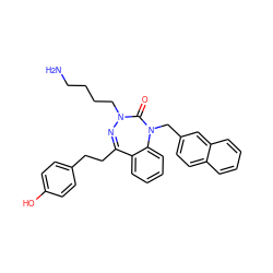 NCCCCN1N=C(CCc2ccc(O)cc2)c2ccccc2N(Cc2ccc3ccccc3c2)C1=O ZINC001772601797