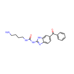 NCCCCNC(=O)Nc1nc2ccc(C(=O)c3ccccc3)cc2[nH]1 ZINC000084672200