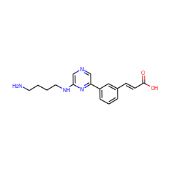 NCCCCNc1cncc(-c2cccc(/C=C/C(=O)O)c2)n1 ZINC000040848071