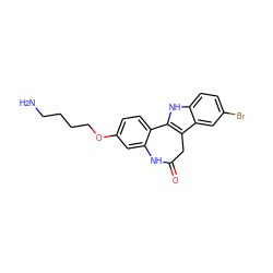 NCCCCOc1ccc2c(c1)NC(=O)Cc1c-2[nH]c2ccc(Br)cc12 ZINC000013532139