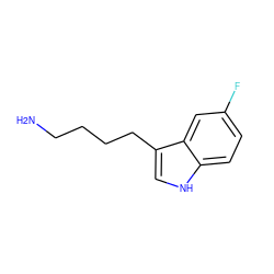 NCCCCc1c[nH]c2ccc(F)cc12 ZINC000038876253