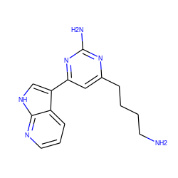 NCCCCc1cc(-c2c[nH]c3ncccc23)nc(N)n1 ZINC000116641477