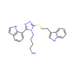 NCCCCn1c(SCCc2c[nH]c3ccccc23)nnc1-c1cccc2cc[nH]c12 ZINC000028459586