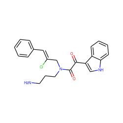 NCCCN(C/C(Cl)=C/c1ccccc1)C(=O)C(=O)c1c[nH]c2ccccc12 ZINC000028825844