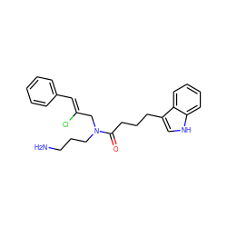 NCCCN(C/C(Cl)=C/c1ccccc1)C(=O)CCCc1c[nH]c2ccccc12 ZINC000028825843