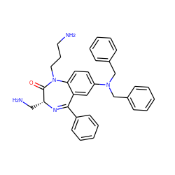 NCCCN1C(=O)[C@@H](CN)N=C(c2ccccc2)c2cc(N(Cc3ccccc3)Cc3ccccc3)ccc21 ZINC000026485026