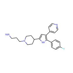 NCCCN1CCC(c2cc(-c3ccncc3)c(-c3ccc(F)cc3)[nH]2)CC1 ZINC000028468172