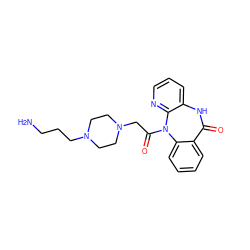 NCCCN1CCN(CC(=O)N2c3ccccc3C(=O)Nc3cccnc32)CC1 ZINC000022940188