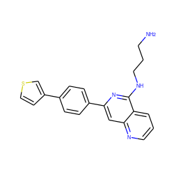 NCCCNc1nc(-c2ccc(-c3ccsc3)cc2)cc2ncccc12 ZINC000013489166