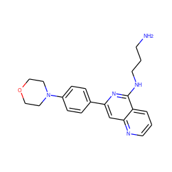 NCCCNc1nc(-c2ccc(N3CCOCC3)cc2)cc2ncccc12 ZINC000013489169