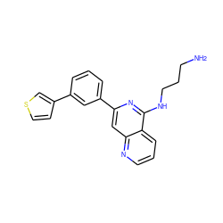 NCCCNc1nc(-c2cccc(-c3ccsc3)c2)cc2ncccc12 ZINC000013489162