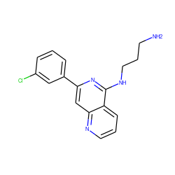 NCCCNc1nc(-c2cccc(Cl)c2)cc2ncccc12 ZINC000013489160