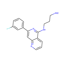 NCCCNc1nc(-c2cccc(F)c2)cc2ncccc12 ZINC000013489159