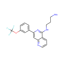 NCCCNc1nc(-c2cccc(OC(F)(F)F)c2)cc2ncccc12 ZINC000013489161