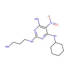 NCCCNc1nc(N)c([N+](=O)[O-])c(NC2CCCCC2)n1 ZINC000005187080