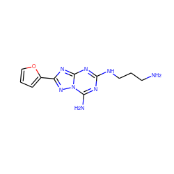 NCCCNc1nc(N)n2nc(-c3ccco3)nc2n1 ZINC000073200391