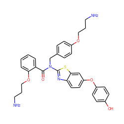 NCCCOc1ccc(CN(C(=O)c2ccccc2OCCCN)c2nc3ccc(Oc4ccc(O)cc4)cc3s2)cc1 ZINC000043071351