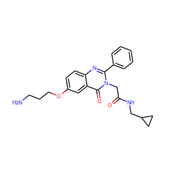 NCCCOc1ccc2nc(-c3ccccc3)n(CC(=O)NCC3CC3)c(=O)c2c1 ZINC000058582216