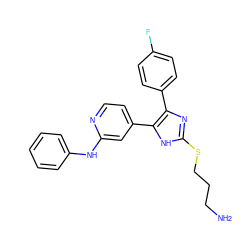 NCCCSc1nc(-c2ccc(F)cc2)c(-c2ccnc(Nc3ccccc3)c2)[nH]1 ZINC001772580577