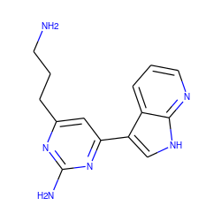 NCCCc1cc(-c2c[nH]c3ncccc23)nc(N)n1 ZINC000043202109