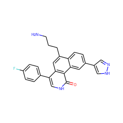 NCCCc1cc2c(-c3ccc(F)cc3)c[nH]c(=O)c2c2cc(-c3cn[nH]c3)ccc12 ZINC000028956037