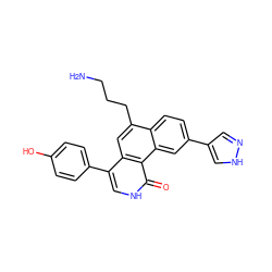 NCCCc1cc2c(-c3ccc(O)cc3)c[nH]c(=O)c2c2cc(-c3cn[nH]c3)ccc12 ZINC000028956002