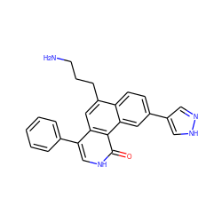 NCCCc1cc2c(-c3ccccc3)c[nH]c(=O)c2c2cc(-c3cn[nH]c3)ccc12 ZINC000028955988