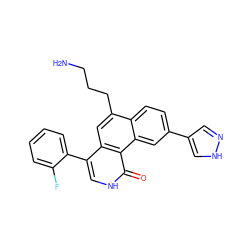 NCCCc1cc2c(-c3ccccc3F)c[nH]c(=O)c2c2cc(-c3cn[nH]c3)ccc12 ZINC000028956005