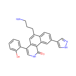 NCCCc1cc2c(-c3ccccc3O)c[nH]c(=O)c2c2cc(-c3cn[nH]c3)ccc12 ZINC000028955993