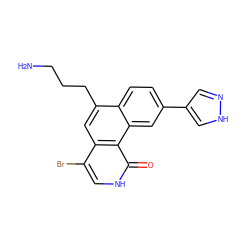 NCCCc1cc2c(Br)c[nH]c(=O)c2c2cc(-c3cn[nH]c3)ccc12 ZINC000028955943