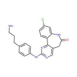 NCCCc1ccc(Nc2ncc3c(n2)-c2ccc(Cl)cc2NC(=O)C3)cc1 ZINC000082156664