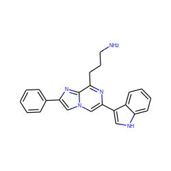 NCCCc1nc(-c2c[nH]c3ccccc23)cn2cc(-c3ccccc3)nc12 ZINC000095607610