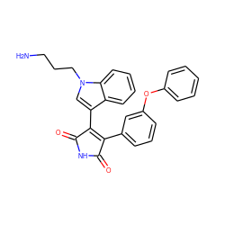 NCCCn1cc(C2=C(c3cccc(Oc4ccccc4)c3)C(=O)NC2=O)c2ccccc21 ZINC000029125301