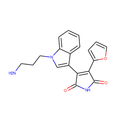 NCCCn1cc(C2=C(c3ccco3)C(=O)NC2=O)c2ccccc21 ZINC000029124592