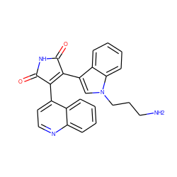 NCCCn1cc(C2=C(c3ccnc4ccccc34)C(=O)NC2=O)c2ccccc21 ZINC000029124996