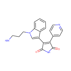 NCCCn1cc(C2=C(c3ccncc3)C(=O)NC2=O)c2ccccc21 ZINC000029124836