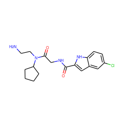 NCCN(C(=O)CNC(=O)c1cc2cc(Cl)ccc2[nH]1)C1CCCC1 ZINC000028126318