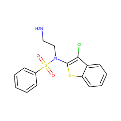 NCCN(c1sc2ccccc2c1Cl)S(=O)(=O)c1ccccc1 ZINC000115233667