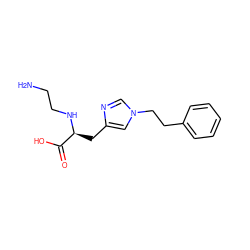 NCCN[C@@H](Cc1cn(CCc2ccccc2)cn1)C(=O)O ZINC000028864868