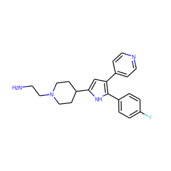 NCCN1CCC(c2cc(-c3ccncc3)c(-c3ccc(F)cc3)[nH]2)CC1 ZINC000028467835