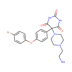 NCCN1CCN(C2(c3ccc(Oc4ccc(Br)cc4)cc3)C(=O)NC(=O)NC2=O)CC1 ZINC000022933640