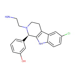 NCCN1CCc2c([nH]c3ccc(Cl)cc23)[C@H]1c1cccc(O)c1 ZINC000049823328