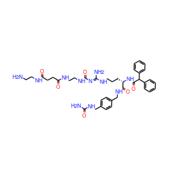 NCCNC(=O)CCC(=O)NCCNC(=O)/N=C(\N)NCCC[C@H](NC(=O)C(c1ccccc1)c1ccccc1)C(=O)NCc1ccc(CNC(N)=O)cc1 ZINC000096286246