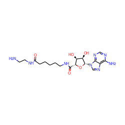 NCCNC(=O)CCCCCNC(=O)[C@H]1O[C@@H](n2cnc3c(N)ncnc32)[C@H](O)[C@@H]1O ZINC000040954313