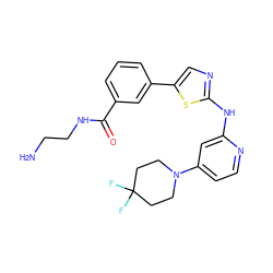 NCCNC(=O)c1cccc(-c2cnc(Nc3cc(N4CCC(F)(F)CC4)ccn3)s2)c1 ZINC000034840680