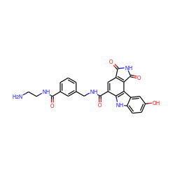 NCCNC(=O)c1cccc(CNC(=O)c2cc3c(c4c2[nH]c2ccc(O)cc24)C(=O)NC3=O)c1 ZINC000064448287