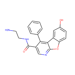 NCCNC(=O)c1cnc2oc3ccc(O)cc3c2c1-c1ccccc1 ZINC000169327793