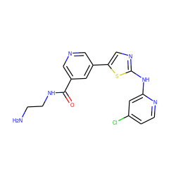 NCCNC(=O)c1cncc(-c2cnc(Nc3cc(Cl)ccn3)s2)c1 ZINC000084605314