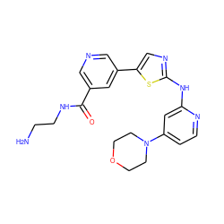 NCCNC(=O)c1cncc(-c2cnc(Nc3cc(N4CCOCC4)ccn3)s2)c1 ZINC000034840685