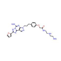 NCCNCCNC(=O)COc1ccc(CCCn2ncc3c2nc(N)n2nc(-c4ccco4)nc32)cc1 ZINC000071340472